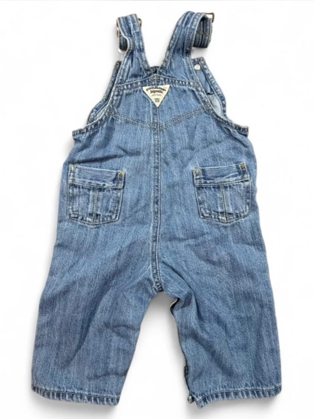 OshKosh B’gosh Baby Denim Overalls 9 Months Vintage Style Embroidered Bib Jeans